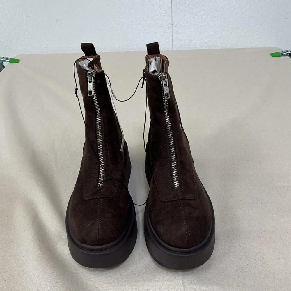 Chunky‎ brown platform ankle boots